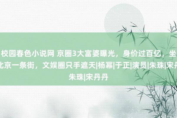 校园春色小说网 京圈3大富婆曝光，身价过百亿，坐拥北京一条街，文娱圈只手遮天|杨幂|于正|演员|朱珠|宋丹丹