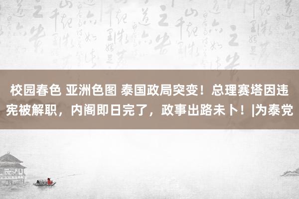 校园春色 亚洲色图 泰国政局突变！总理赛塔因违宪被解职，内阁即日完了，政事出路未卜！|为泰党