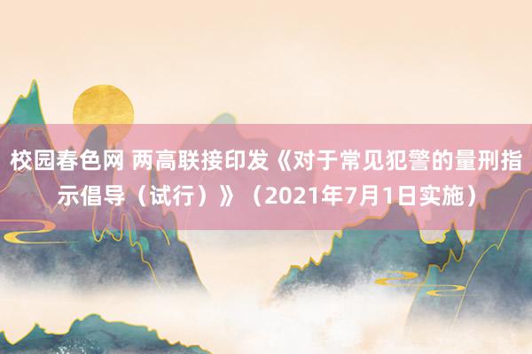 校园春色网 两高联接印发《对于常见犯警的量刑指示倡导（试行）》（2021年7月1日实施）