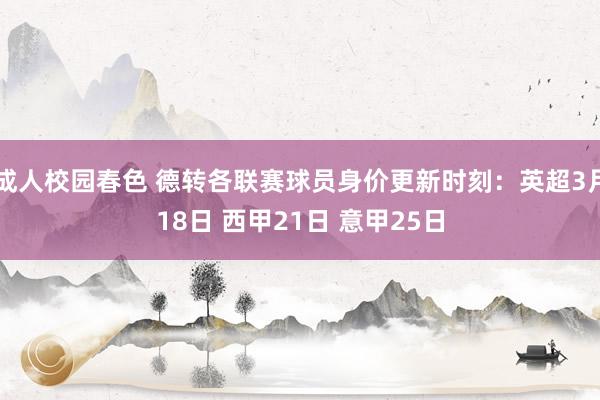 成人校园春色 德转各联赛球员身价更新时刻：英超3月18日 西甲21日 意甲25日